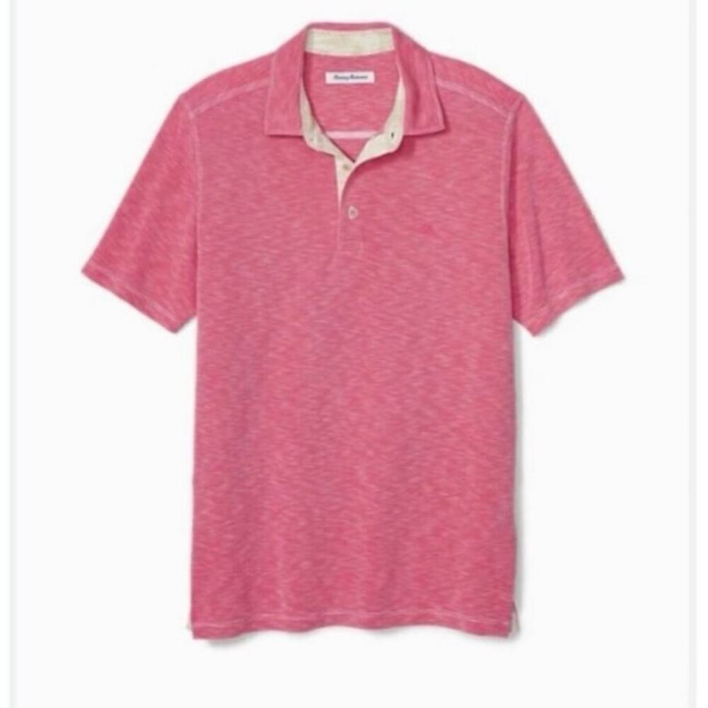 Tommy Bahama Pink Short Sleeve Polo Shirt Size XXL Modal Blend Casual